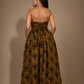 Luxury convertible multi wrap infinity maxi dress by Marlene Simone with gathered waist, flowing A-line skirt, and hidden pockets. Back view