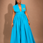Luxury convertible multi wrap infinity maxi dress by Marlene Simone with gathered waist, flowing A-line skirt, and hidden pockets.